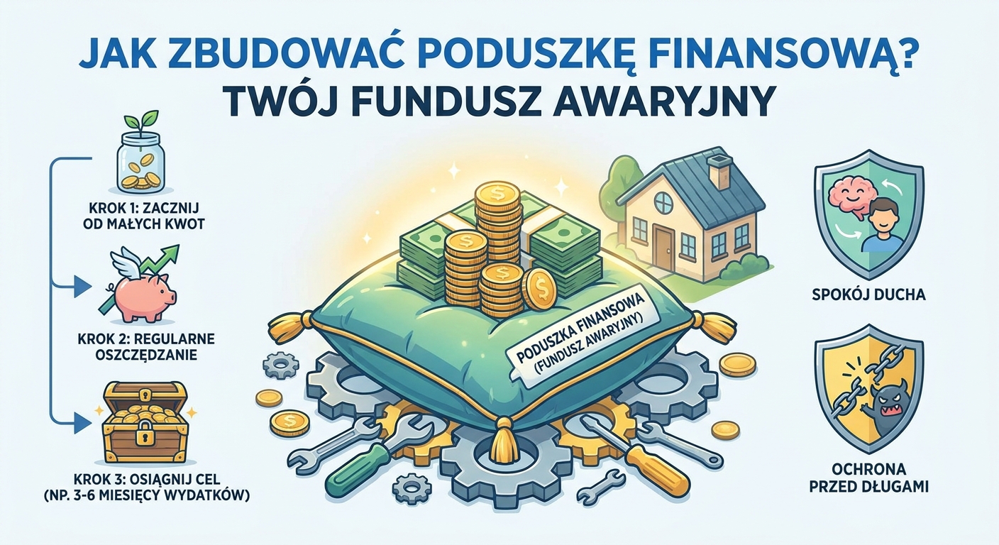 Spadochron wykonany z banknotów symbolizujący finansową poduszkę bezpieczeństwa