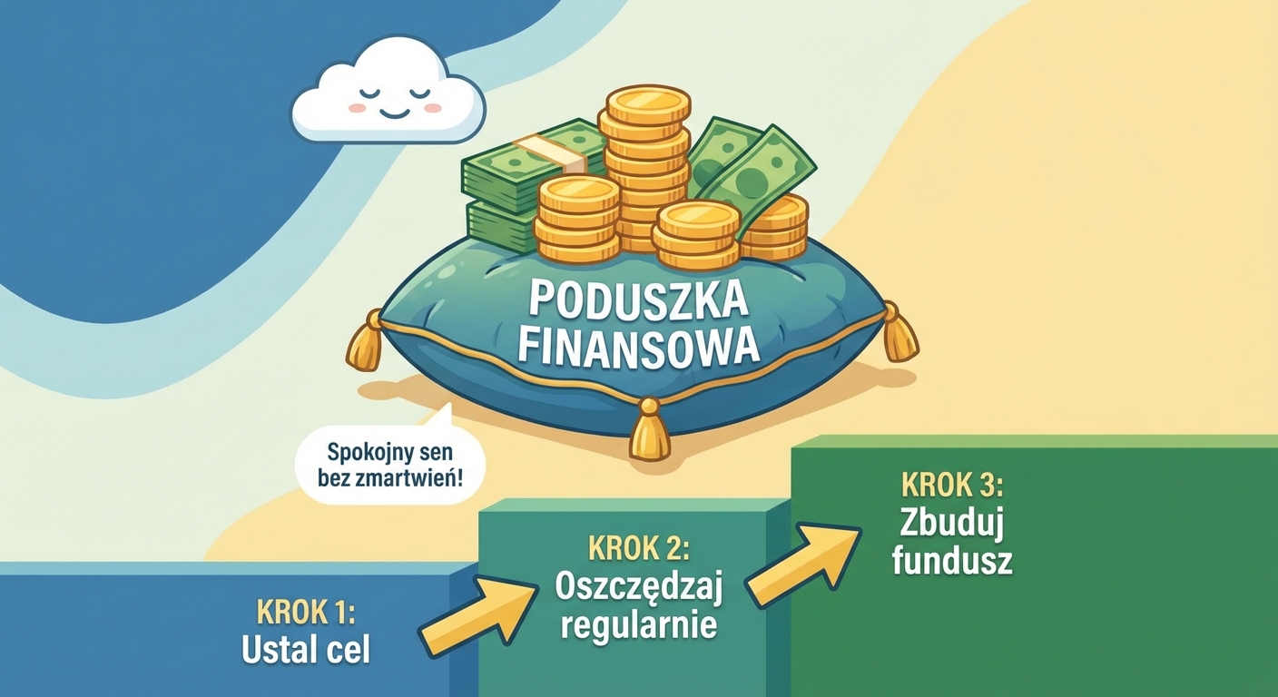 Symboliczna poduszka wykonana z banknotów, leżąca na bezpiecznym sejfie, co symbolizuje bezpieczeństwo finansowe.
