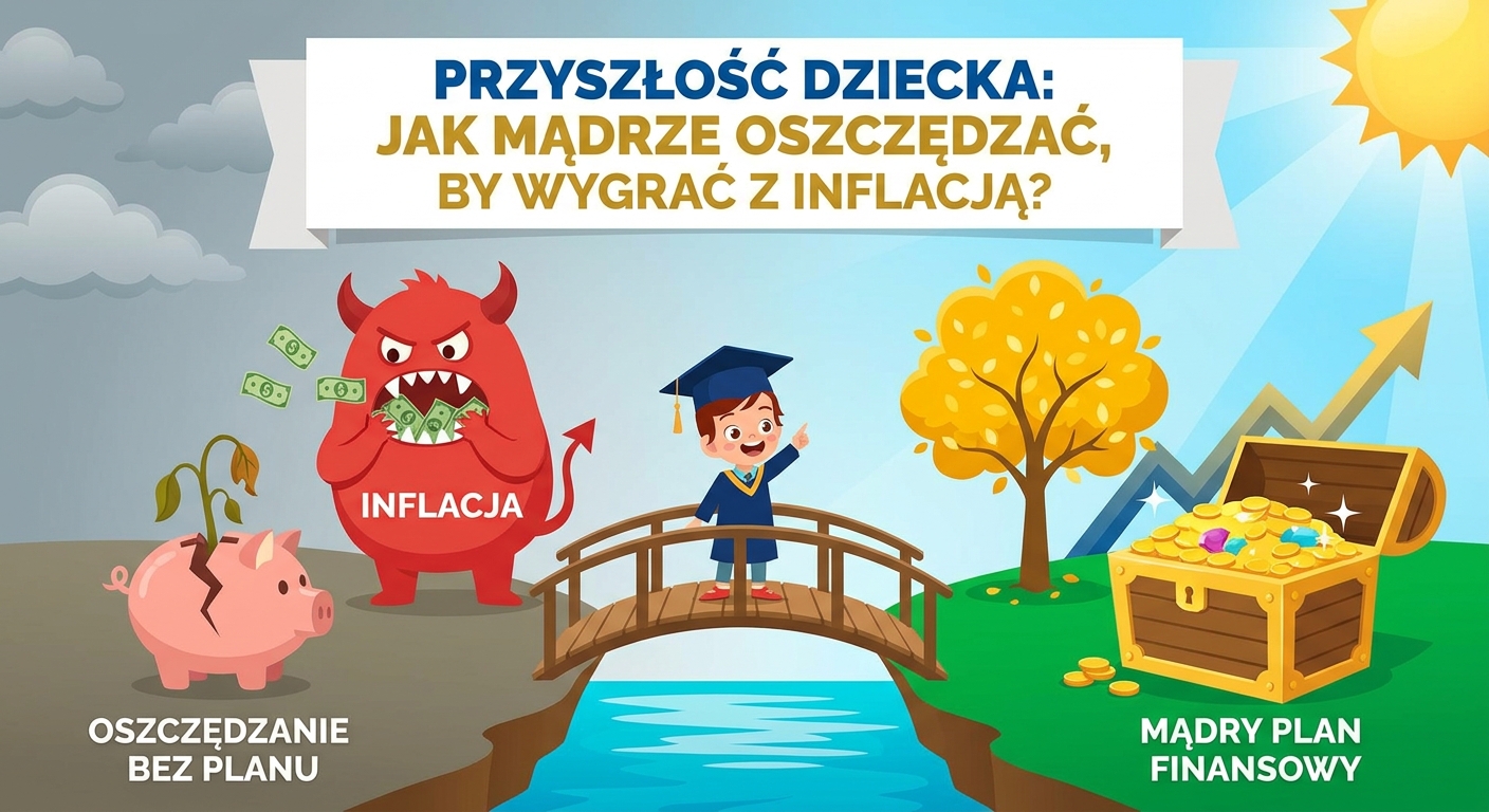 Szczęśliwe dziecko puszczające latawiec, symbolizujące wolność finansową i bezpieczną przyszłość dzięki planowaniu.