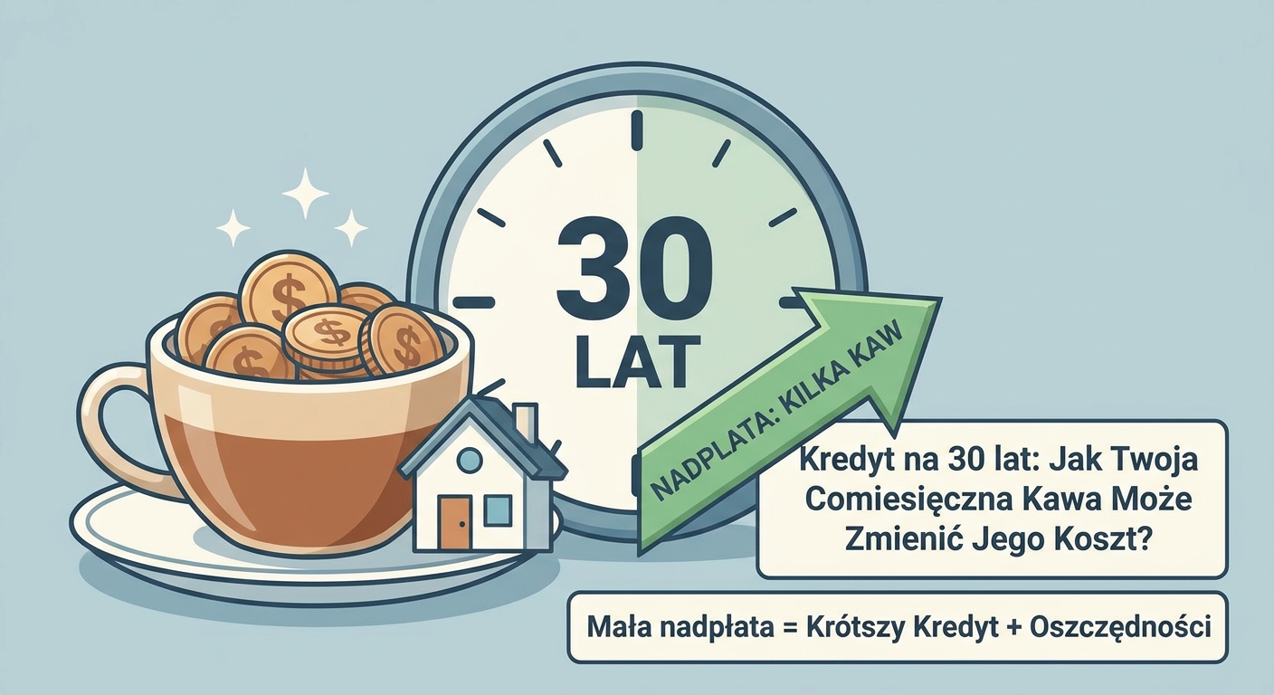 Kalkulator finansowy i model domu z monetami symbolizujący nadpłatę kredytu hipotecznego