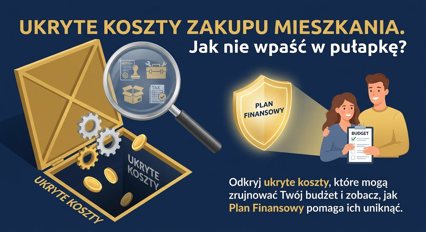 Klucze do mieszkania leżące na umowie notarialnej obok kalkulatora i długopisu, symbolizujące planowanie zakupu nieruchomości.