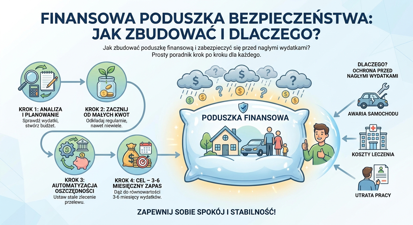 Symboliczna szklana skarbonka z monetami, chroniona przez dwie dłonie, symbolizująca finansową poduszkę bezpieczeństwa
