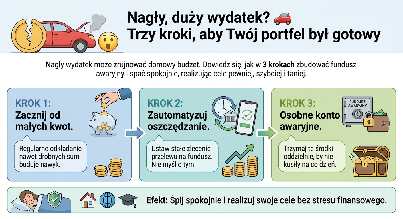 Symboliczna tarcza chroniąca portfel i pieniądze przed uderzeniem pioruna, symbolizującego nagły wydatek