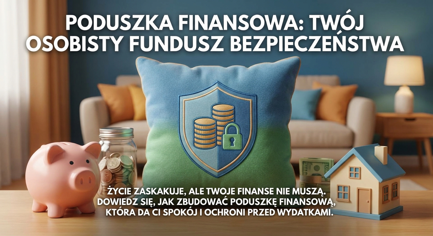 Symboliczna poduszka wykonana ze stylizowanych banknotów leżąca na bezpiecznym sejfie, symbolizująca bezpieczeństwo finansowe