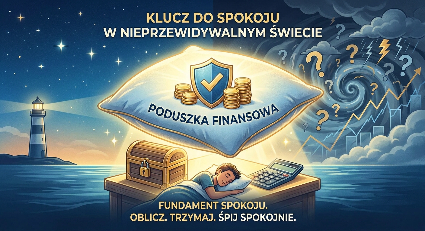 Złota moneta wkładana do szklanego słoika z napisem Bezpieczeństwo, symbolizująca budowanie poduszki finansowej