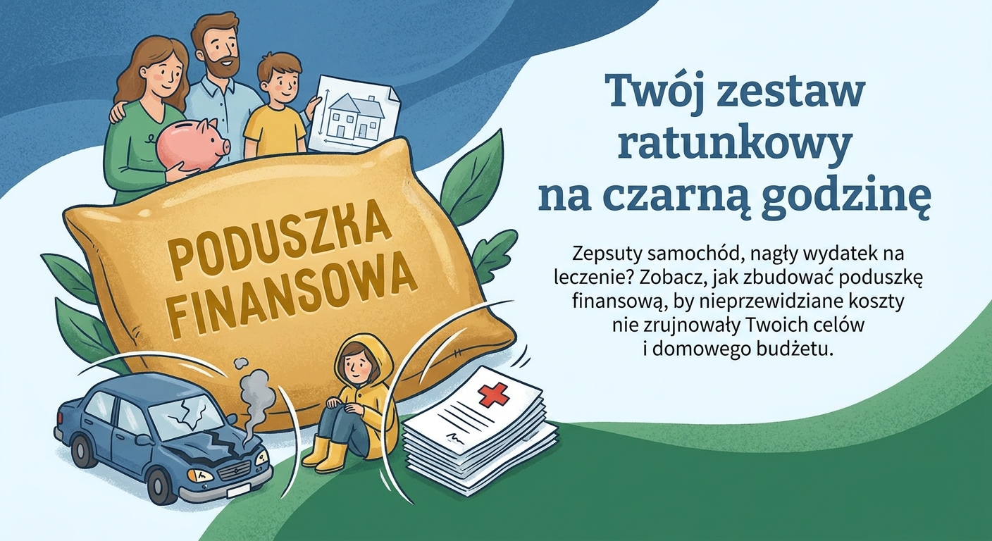 Symboliczna poduszka wykonana z banknotów leżąca w bezpiecznym sejfie, co symbolizuje poduszkę finansową.