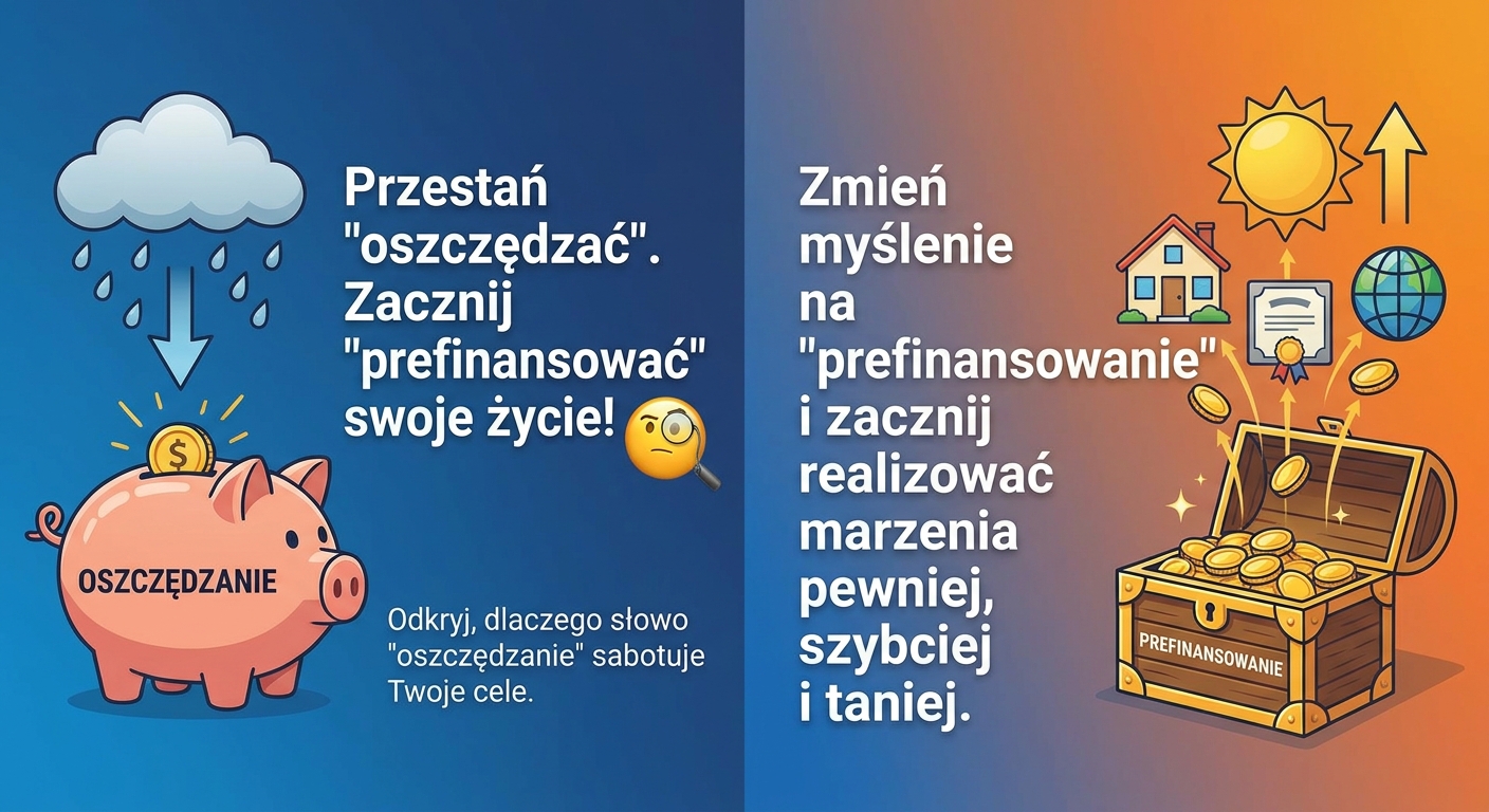 Oś czasu pokazująca, jak pieniądze rosną dzięki prefinansowaniu w porównaniu do zwykłego oszczędzania.