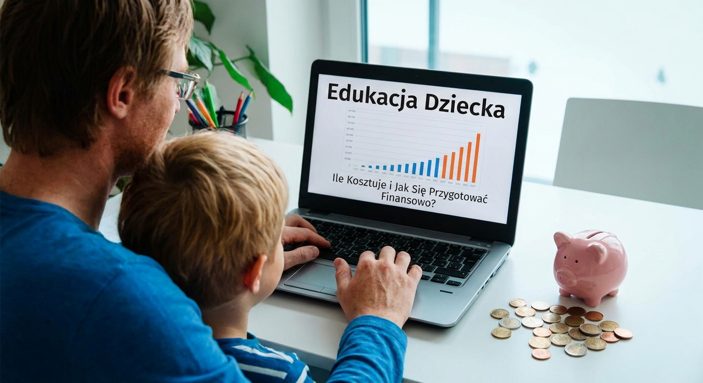 Absolwent rzucający biretem w powietrze na tle rosnącego wykresu finansowego.