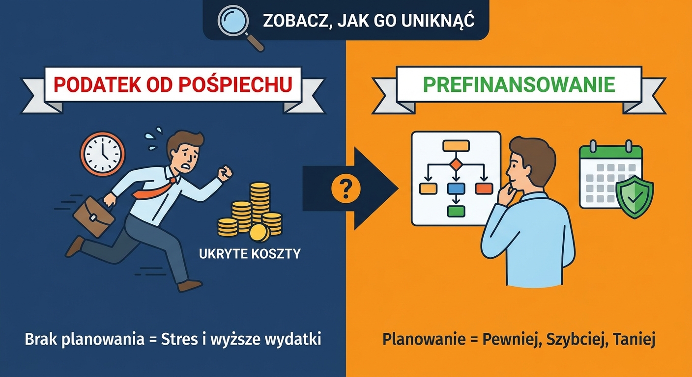 Dwie ścieżki: jedna chaotyczna i droga, druga prosta i zaplanowana, prowadząca do celu.
