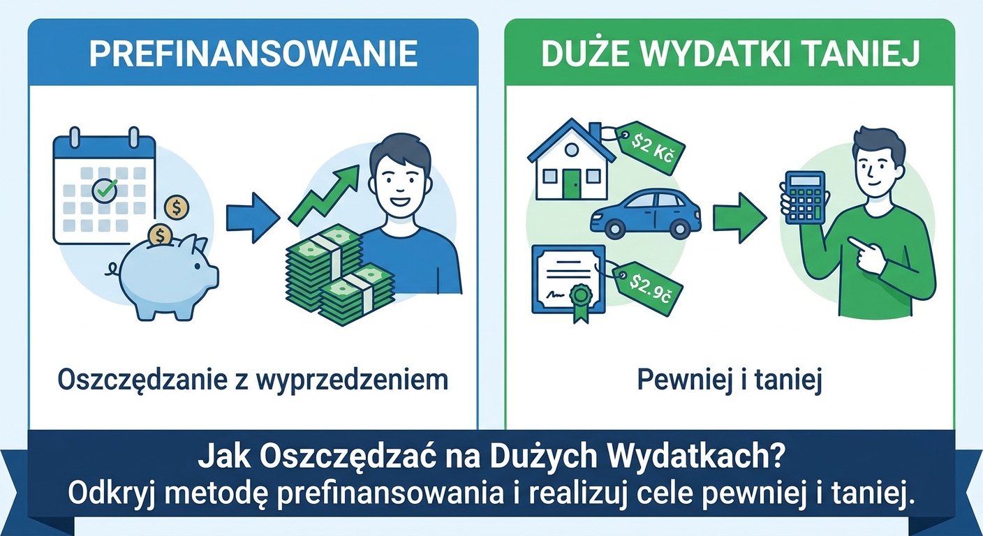Dwie skarbonki: jedna pusta z napisem Kredyt, druga pełna z napisem Planowanie